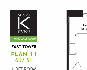 East Tower - 1 Bed - Plan 11 East Tower - 1 Bed - Plan 11